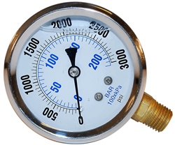 PRESSURE WASHER -STAINLESS STEEL LIQUID FILLED GAUGE -0 - 3000 PSI